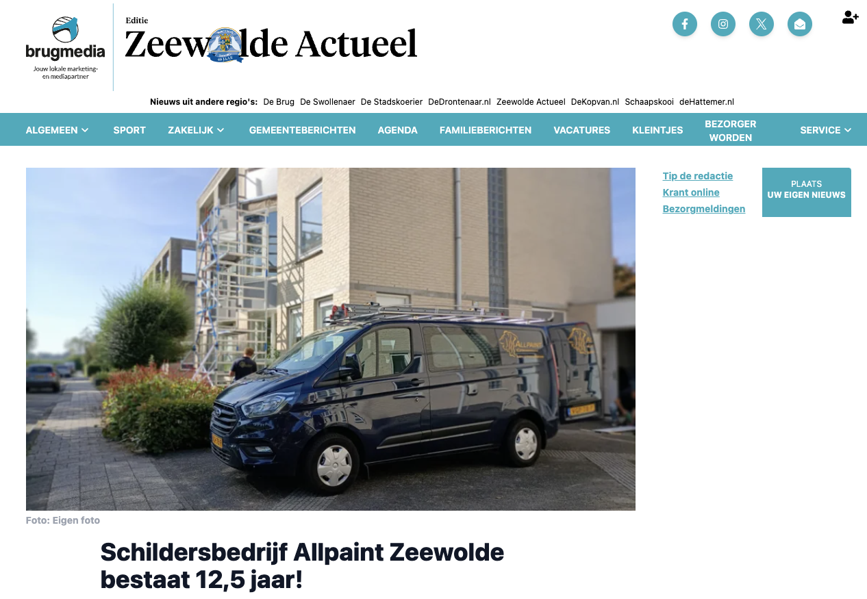 Allpaint bestaat 12,5 jaar in Zeewolde